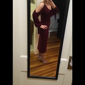 K too midi dress with cold shoulder